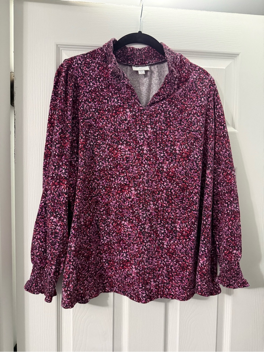 I. Jill Pink Floral Long-Sleeve Pullover Top